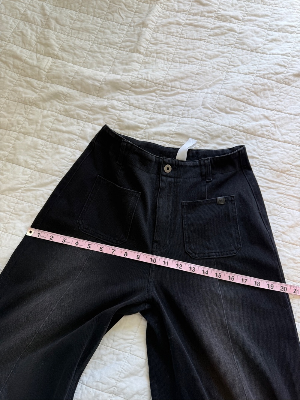 Halara Flex High Waisted Pockets Washed Wide Leg Jeans Small Coal Black Denim - Picture 10 of 12